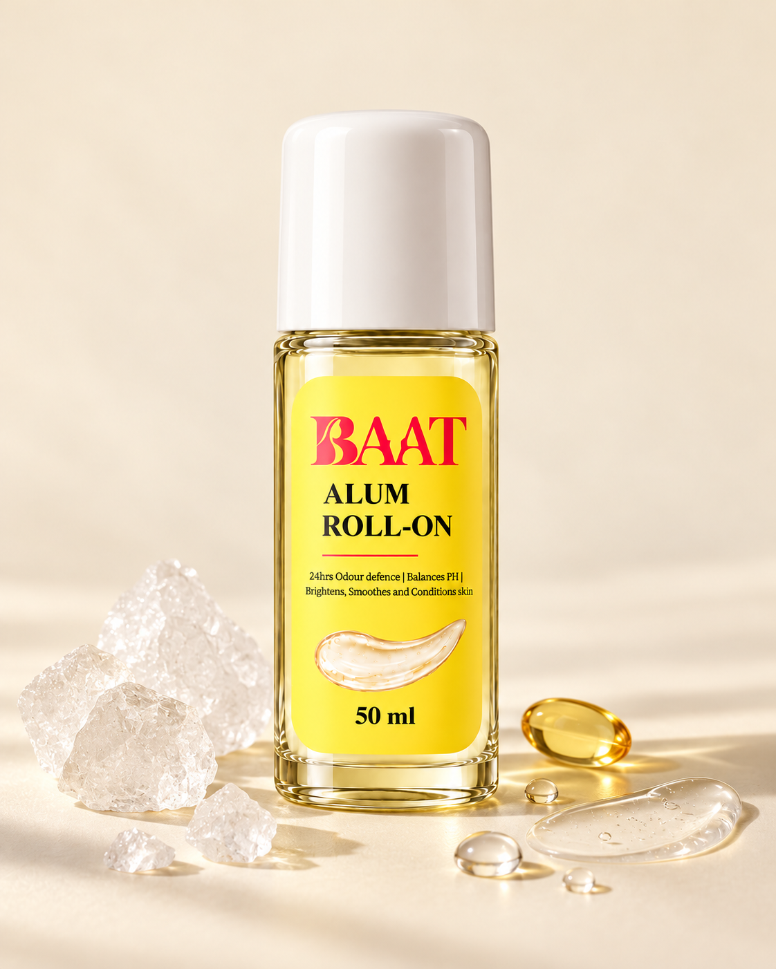 BAAT Alum Roll-On Deodorant 50ml | No White Marks