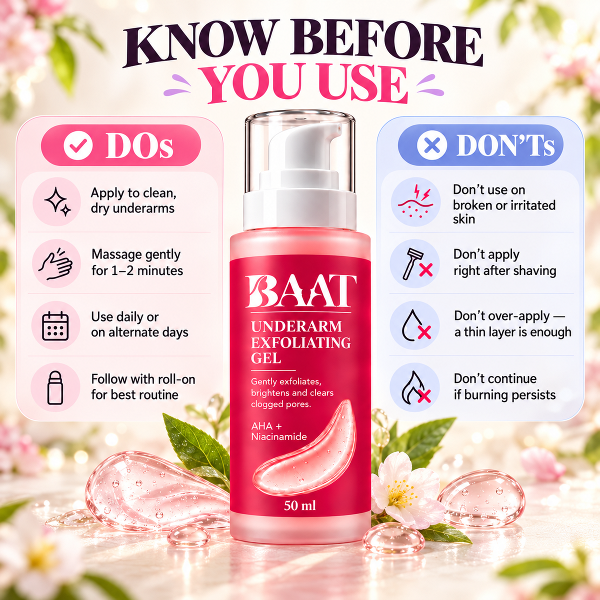 BAAT AHA + Niacinamide Underarm Exfoliating Gel